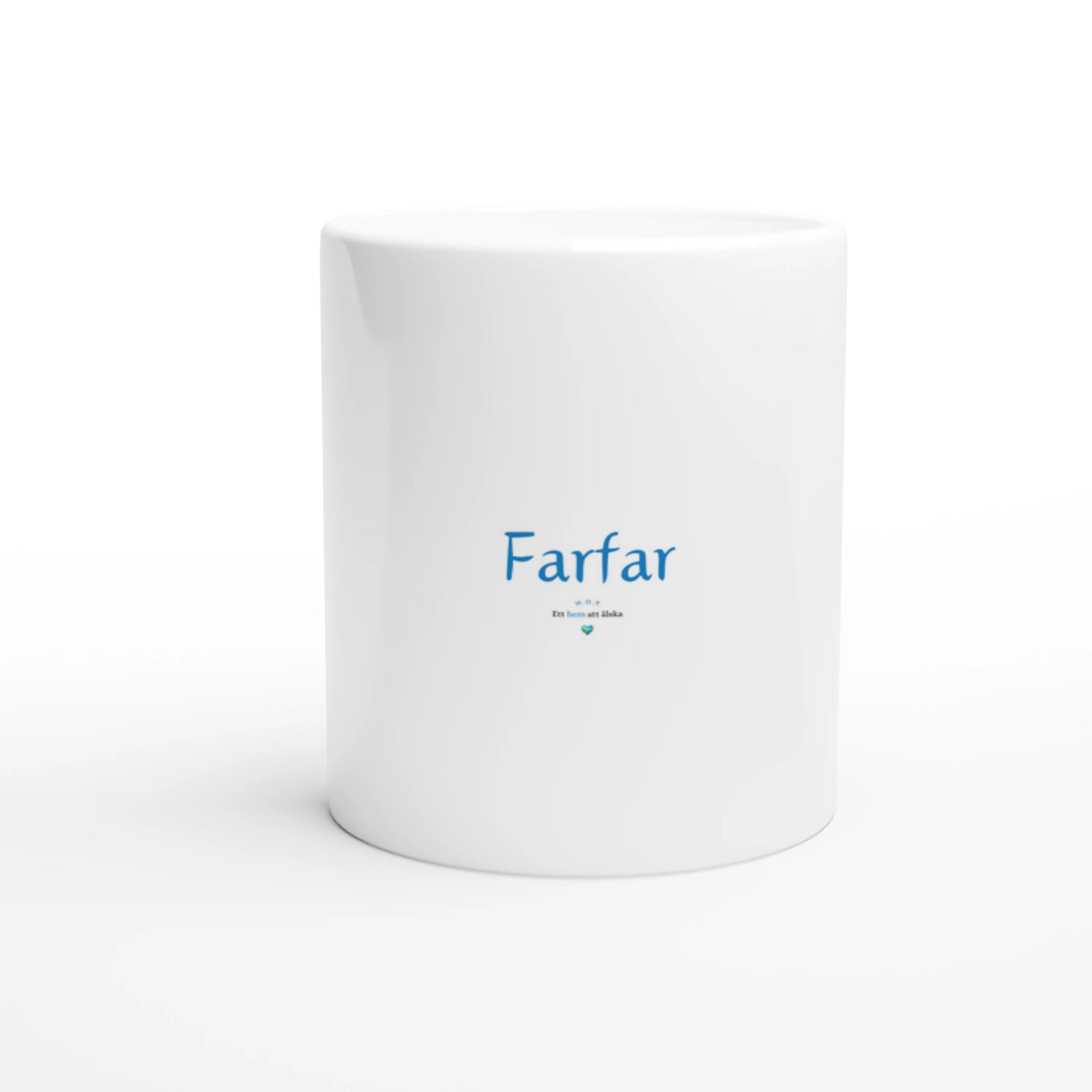 köpa hus och torp - ett hem att älska - farfar - vit mugg - framsida